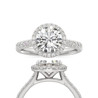 Camellia Round Halo with Diamond Band