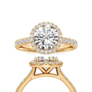 Camellia Round Halo with Diamond Band