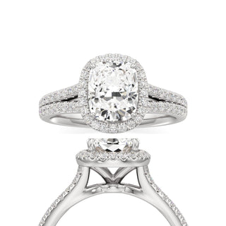 Cassia Elongated Cushion Halo with Split Diamond Band