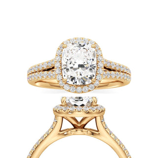 Cassia Elongated Cushion Halo with Split Diamond Band