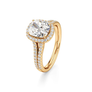 Cassia Radiant Halo with Split Diamond Band