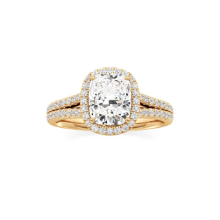 Cassia Radiant Halo with Split Diamond Band