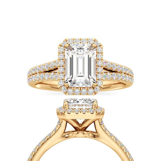 Cassia Elongated Cushion Halo with Split Diamond Band