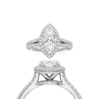 Cassia Elongated Cushion Halo with Split Diamond Band