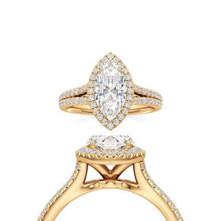 Cassia Elongated Cushion Halo with Split Diamond Band