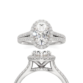 Cassia Elongated Cushion Halo with Split Diamond Band
