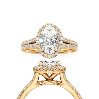 Cassia Elongated Cushion Halo with Split Diamond Band