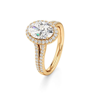 Cassia Radiant Halo with Split Diamond Band