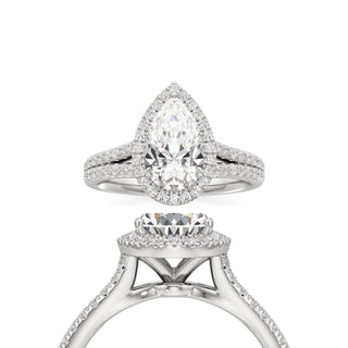 Cassia Elongated Cushion Halo with Split Diamond Band