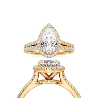 Cassia Pear Halo with Split Diamond Band