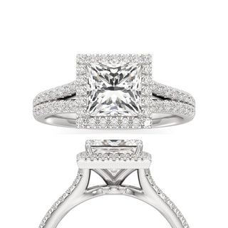 Cassia Elongated Cushion Halo with Split Diamond Band