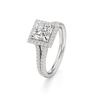 Cassia Radiant Halo with Split Diamond Band