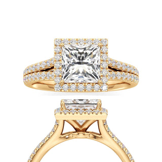 Cassia Princess Halo with Split Diamond Band