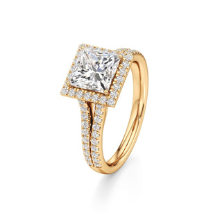 Cassia Radiant Halo with Split Diamond Band