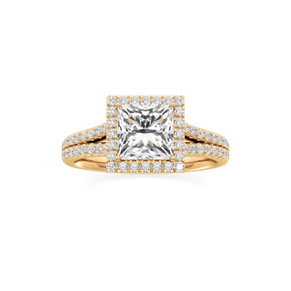 Cassia Radiant Halo with Split Diamond Band