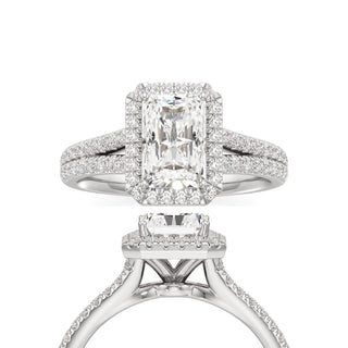 Cassia Elongated Cushion Halo with Split Diamond Band
