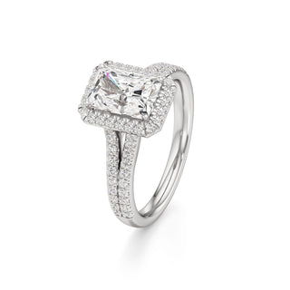Cassia Radiant Halo with Split Diamond Band