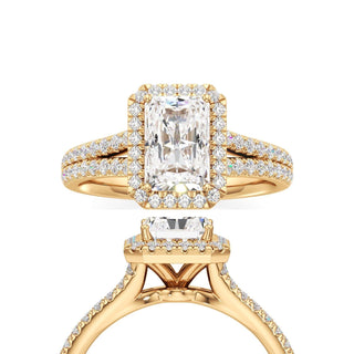 Cassia Radiant Halo with Split Diamond Band