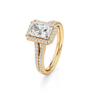 Cassia Radiant Halo with Split Diamond Band