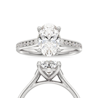 Cathedral Channel Set Basket Round Engagement Ring