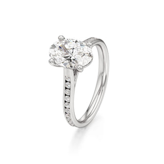 Cathedral Channel Set Basket Round Engagement Ring
