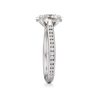 Cathedral Channel Set Basket Round Engagement Ring