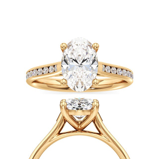 Cathedral Channel Set Basket Round Engagement Ring