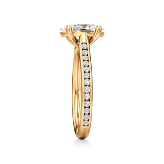 Cathedral Channel Set Basket Round Engagement Ring