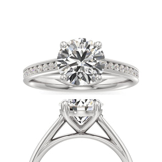 Cathedral Channel Set Basket Round Engagement Ring