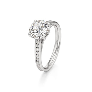 Cathedral Channel Set Basket Round Engagement Ring