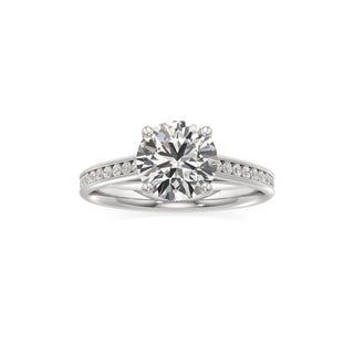 Cathedral Channel Set Basket Round Engagement Ring
