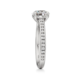 Cathedral Channel Set Basket Round Engagement Ring