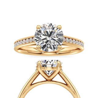 Cathedral Channel Set Basket Round Engagement Ring