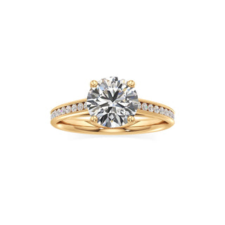 Cathedral Channel Set Basket Round Engagement Ring