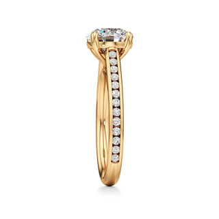 Cathedral Channel Set Basket Round Engagement Ring