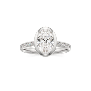 Cathedral Channel Set Bezel Pear Engagement Ring