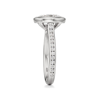 Cathedral Channel Set Bezel Pear Engagement Ring