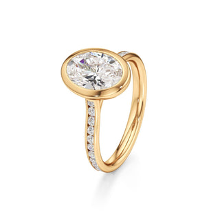 Cathedral Channel Set Bezel Pear Engagement Ring