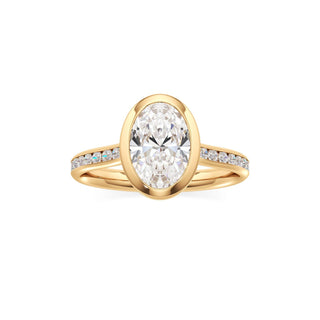 Cathedral Channel Set Bezel Pear Engagement Ring