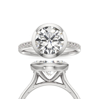 Cathedral Channel Set Bezel Pear Engagement Ring