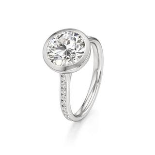 Cathedral Channel Set Bezel Pear Engagement Ring
