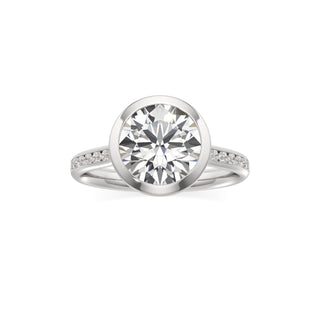 Cathedral Channel Set Bezel Pear Engagement Ring