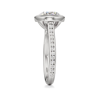 Cathedral Channel Set Bezel Pear Engagement Ring