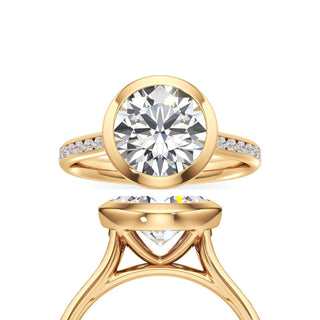 Cathedral Channel Set Bezel Princess Engagement Ring
