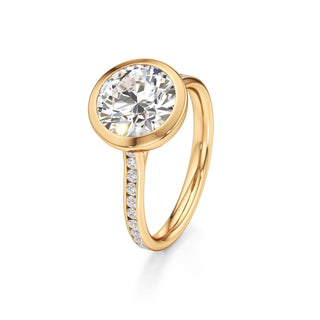 Cathedral Channel Set Bezel Pear Engagement Ring