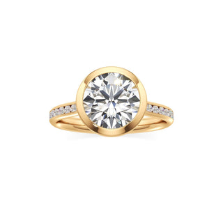 Cathedral Channel Set Bezel Pear Engagement Ring