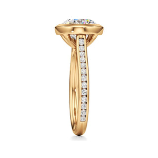 Cathedral Channel Set Bezel Pear Engagement Ring