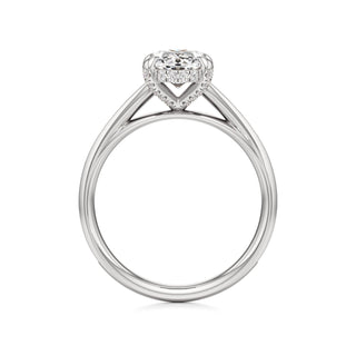 Cathedral Channel Set Diamond Basket Pear Engagement Ring