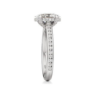 Cathedral Channel Set Diamond Basket Pear Engagement Ring