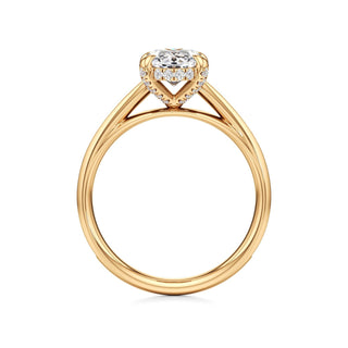 Cathedral Channel Set Diamond Basket Pear Engagement Ring